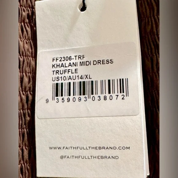 Faithful The Brand NWT SZ 10Elegant Brown One-ShoulderMidi Dress
